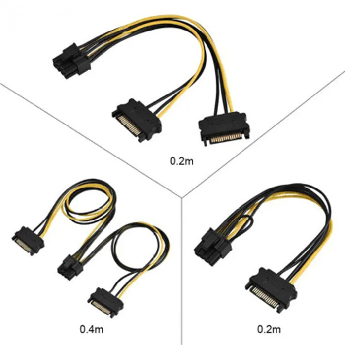 Dual/Single 15 Pin SATA Male To 8 Pin (6+2)Pin CPU 8PIN(4+4)Pin female Power Supply For Mining PCI-E PCI Express Cable Computer
Dual/Single 15 Pin SATA Male To 8 Pin (6+2)Pin CPU 8PIN(4+4)Pin female Power Supply For Mining PCI-E PCI Express Cable Computer
