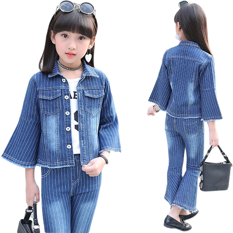 Teen Girl Denim Clothes Set Baby Girls Clothing Jacket + Jeans 2pcs Striped Children Suit Cotton Casual Outfits for Teenage 4-14
Teen Girl Denim Clothes Set Baby Girls Clothing Jacket + Jeans 2pcs Striped Children Suit Cotton Casual Outfits for Teenage 4-14