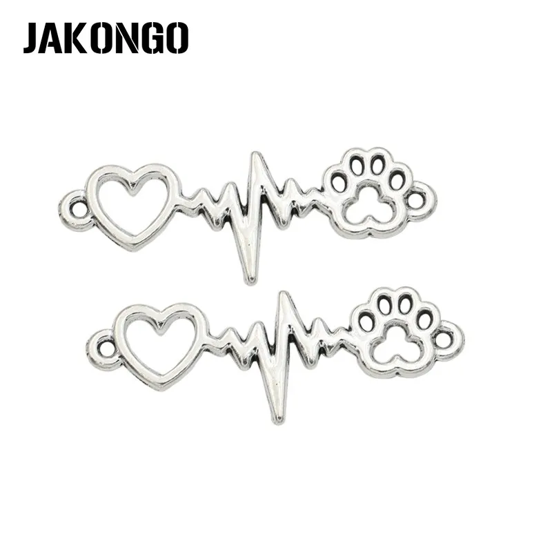JAKONGO Antique Silver Plated Heart Footprint Electrocardiogram Charm Jewelry Accessories Making Bracelet DIY 12x34mm 20pcs/lot
JAKONGO Antique Silver Plated Heart Footprint Electrocardiogram Charm Jewelry Accessories Making Bracelet DIY 12x34mm 20pcs/lot