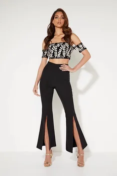 New Fashion Sexy Women Sets Slash Neck Tops Full Length Pant Appliques High Street Bandage Evening Party Sets Top Quality
New Fashion Sexy Women Sets Slash Neck Tops Full Length Pant Appliques High Street Bandage Evening Party Sets Top Quality