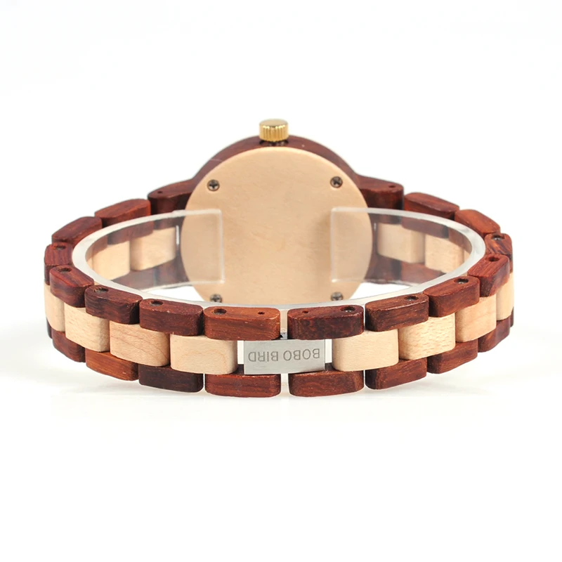 BOBO BIRD 2017 Newest Two-tone Wooden Watch for Women Brand Design Quartz Watches in Wood Box Accept Customize 23