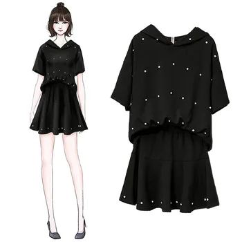 Summer Women Rivet XL-5XL Two Piece Sets Cotton Short Sleeve Zipper Hoodie Tees Elastic Waist Mini Skirts Suits
Summer Women Rivet XL-5XL Two Piece Sets Cotton Short Sleeve Zipper Hoodie Tees Elastic Waist Mini Skirts Suits