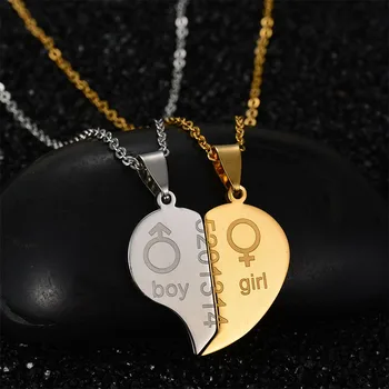 2 Pcs/Lot Lovely Heart Boy And Girl Pendant Necklace For Lovers Never Fade Stainless Steel Combination Pendant Necklace
2 Pcs/Lot Lovely Heart Boy And Girl Pendant Necklace For Lovers Never Fade Stainless Steel Combination Pendant Necklace