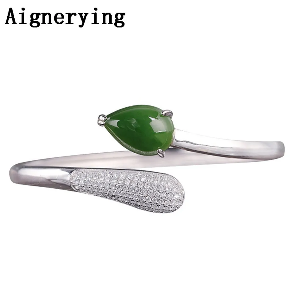 Vintage Bangle 925 Sterling Silver Bracelet Certificate Green Jade Women Adjustable Infinity Charm Precious Gift with gift box
Vintage Bangle 925 Sterling Silver Bracelet Certificate Green Jade Women Adjustable Infinity Charm Precious Gift with gift box