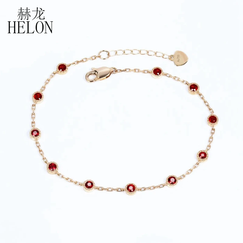 HELON Real 18k Rose Gold Certified Round 0.65ct Genuine Natural Ruby Wedding Bracelet Women Girl Gift Party Trendy Fine Jewelry
HELON Real 18k Rose Gold Certified Round 0.65ct Genuine Natural Ruby Wedding Bracelet Women Girl Gift Party Trendy Fine Jewelry