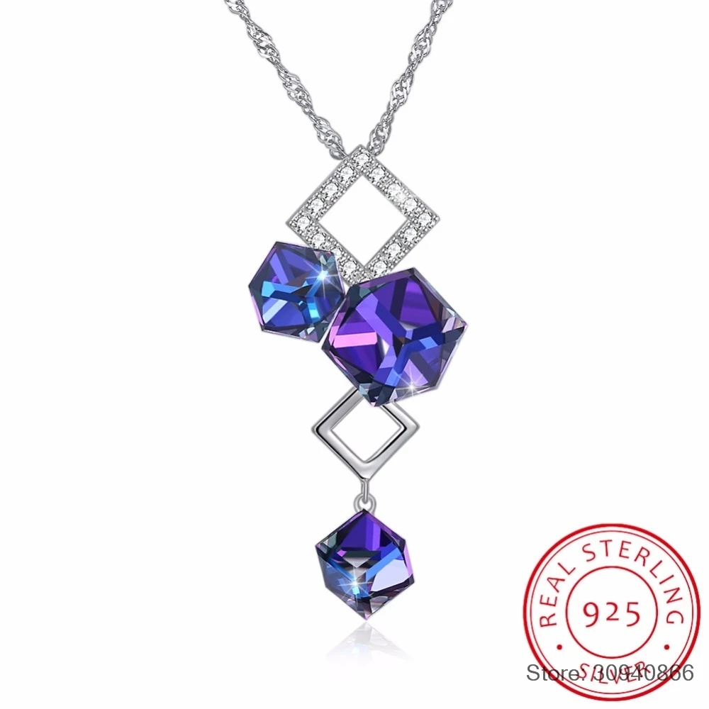 SMTCAT Crystals From Purple Square Bead Pendant Necklace Chic 925 Sterling Silver Chain Collar For Women Fine Jewelry
SMTCAT Crystals From Purple Square Bead Pendant Necklace Chic 925 Sterling Silver Chain Collar For Women Fine Jewelry