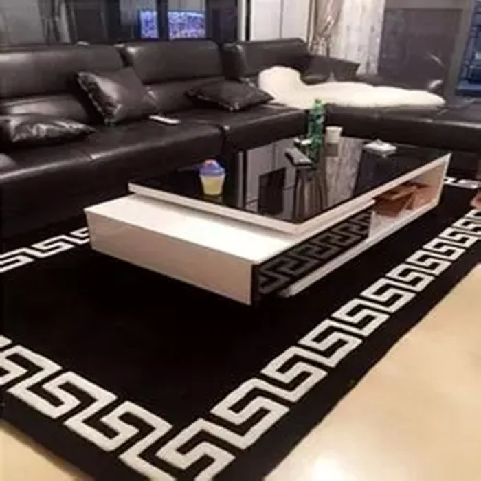 Image Black And white Acrylic carpet alfombras Modern Handmade carpets Living room Bedroom Fashion creative Coffee table sofa tapete