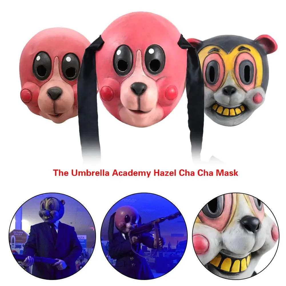 3 Color Cha Cha Mask Halloween Cosplay Masks The Umbrella Academy Hazel Costume Latex Full Face Mask Helmet Headgear Party Props
3 Color Cha Cha Mask Halloween Cosplay Masks The Umbrella Academy Hazel Costume Latex Full Face Mask Helmet Headgear Party Props