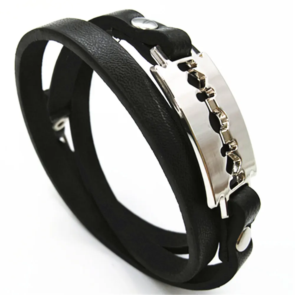 Blade Multilayer Wristband Black Handmade Chain Link Fashion Cuff Bangle Leather Men Bracelets Women male Jewelry
Blade Multilayer Wristband Black Handmade Chain Link Fashion Cuff Bangle Leather Men Bracelets Women male Jewelry