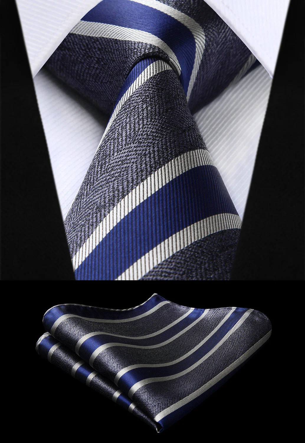 Woven Men Navy Blue Black Tie Striped Necktie Handkerchief Set#TS802V8S Party Wedding Classic Fashion Pocket Square Tie
Woven Men Navy Blue Black Tie Striped Necktie Handkerchief Set#TS802V8S Party Wedding Classic Fashion Pocket Square Tie