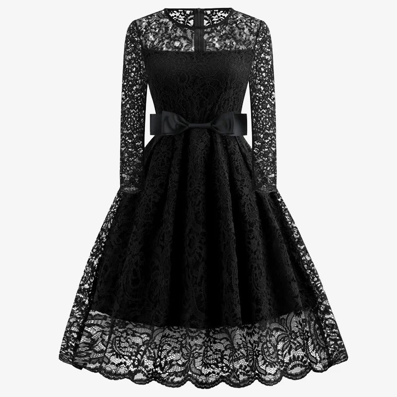 Vintage Elegant Lady Lace Mesh Long Dress Sexy Bowtie Belt Tunic Full Sleeve Evening Party Dresses 2019 Autumn Clothes Woman
Vintage Elegant Lady Lace Mesh Long Dress Sexy Bowtie Belt Tunic Full Sleeve Evening Party Dresses 2019 Autumn Clothes Woman