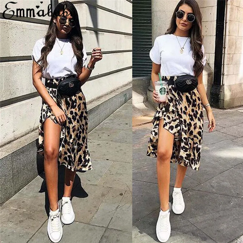 Фото Trendy Sexy Women clothes Leopard Print High Waist casual irregular Party Polyester skirts one pieces | Женская одежда