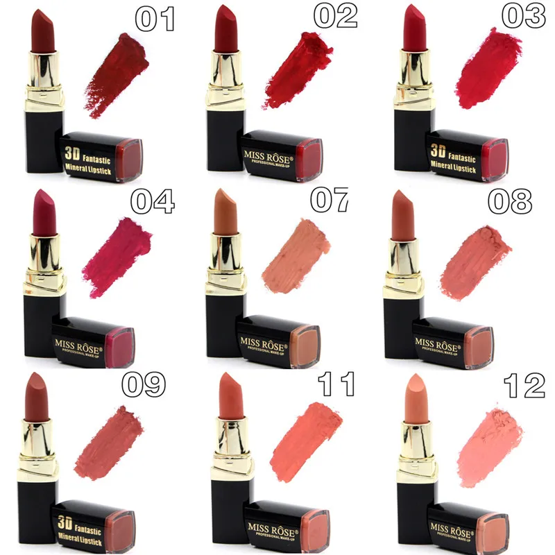 2017-New-Lipstick-Lot-Matte-Cosmetic-Waterproof-Long-Lasting-Pigment-Velvet-Miss-Rose-Brand-Sexy-Lip