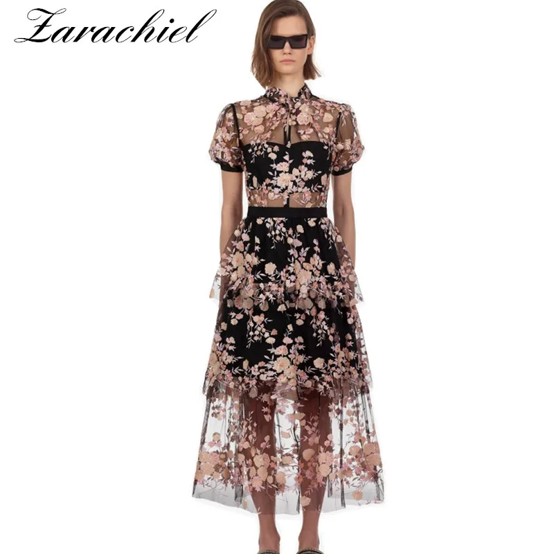 Self-portrait Embroidery Sequined Flower Mesh Dress 2019 Summer Women Perspective Short Sleeve High Waist Maxi Long Dress
Self-portrait Embroidery Sequined Flower Mesh Dress 2019 Summer Women Perspective Short Sleeve High Waist Maxi Long Dress