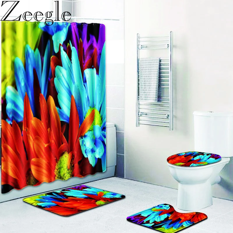 Floral Bath Mat Shower Curtain Set Polyester Waterproof Bath Curtain 180x180cm With Bathroom Mat Set Pedestal Rug Lid Toilet Mat
Floral Bath Mat Shower Curtain Set Polyester Waterproof Bath Curtain 180x180cm With Bathroom Mat Set Pedestal Rug Lid Toilet Mat