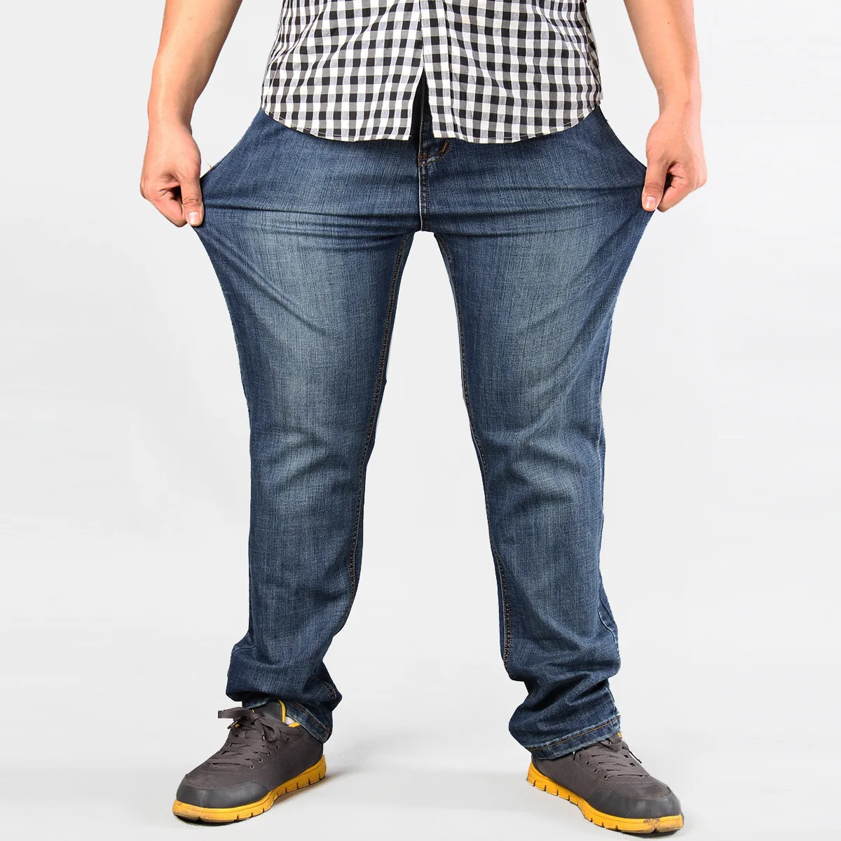 Large Big Size Loose Jeans Men Fertilizer Plus High Stretch High Waist Denim Trousers Casual Straight Pants 2019 Spring Summer
Large Big Size Loose Jeans Men Fertilizer Plus High Stretch High Waist Denim Trousers Casual Straight Pants 2019 Spring Summer