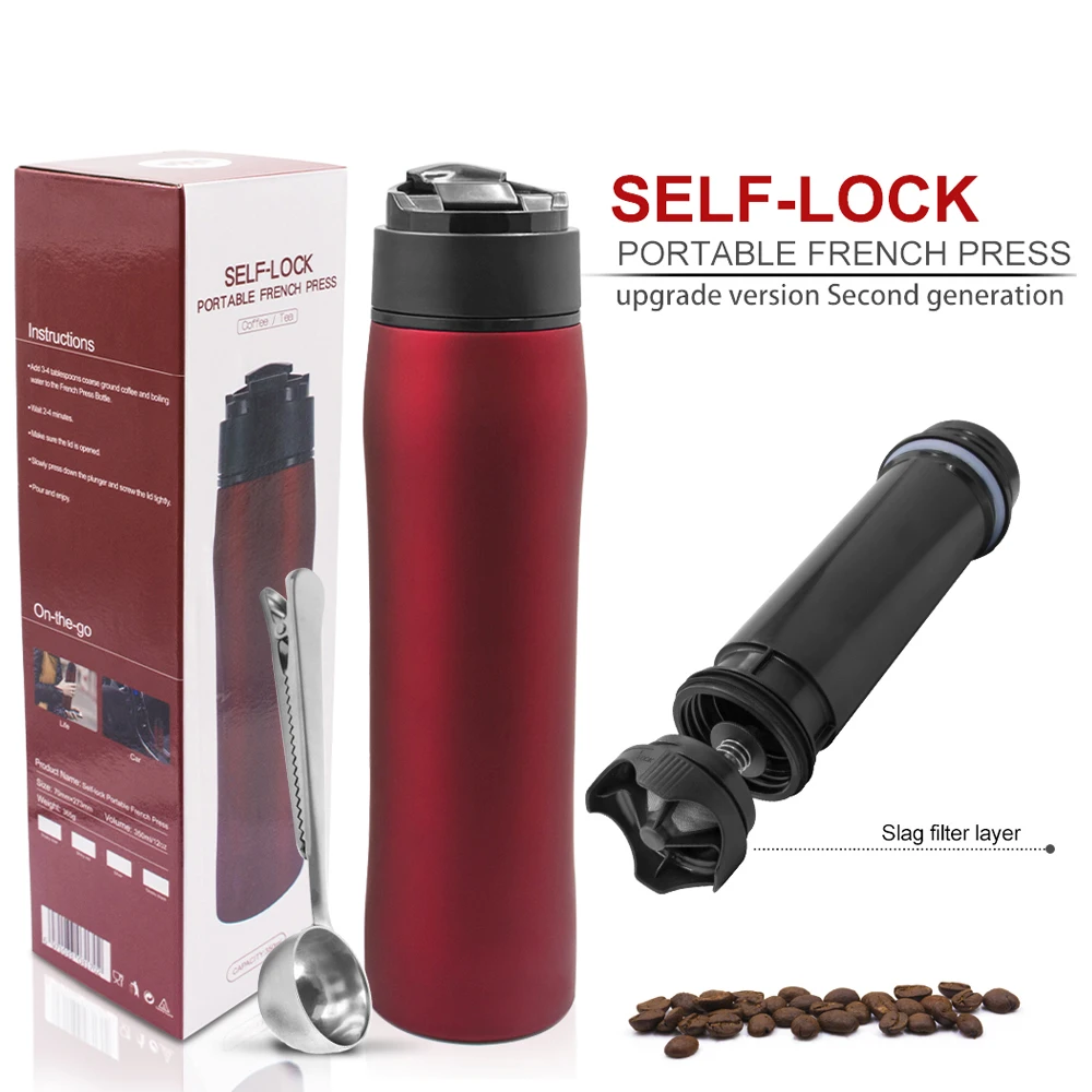 370ML Manual Coffee Maker Portable Outdoor Travel coffee Stainless Steel French Press coffee pot For Free Coffee Spoon Clip
370ML Manual Coffee Maker Portable Outdoor Travel coffee Stainless Steel French Press coffee pot For Free Coffee Spoon Clip