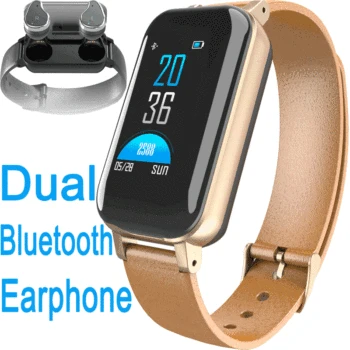 Smart Binaural Bluetooth Headphone Fitness Bracelet Heart Rate Monitor Smart Wristband Steps Count Sports Smart Watch Men Women
Smart Binaural Bluetooth Headphone Fitness Bracelet Heart Rate Monitor Smart Wristband Steps Count Sports Smart Watch Men Women