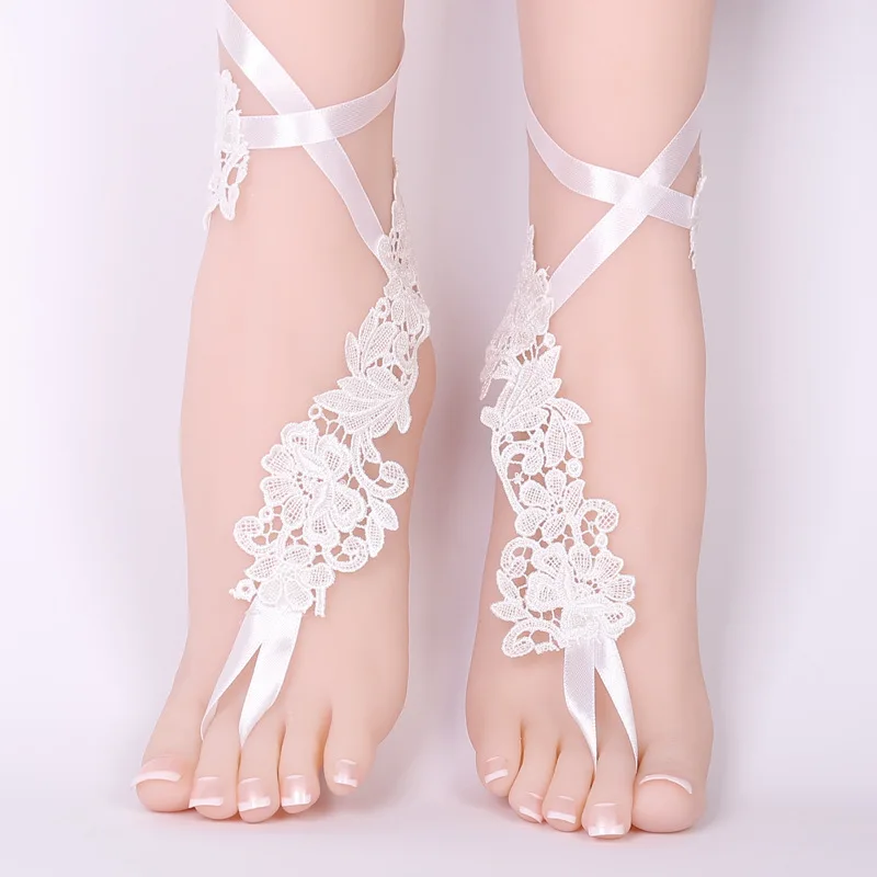 1 Pair Elegant Lace Wedding Barefoot Sandals Anklets Shoes With Toe Sandbeach Bridal Beach Bridesmaid Foot Jewelry
1 Pair Elegant Lace Wedding Barefoot Sandals Anklets Shoes With Toe Sandbeach Bridal Beach Bridesmaid Foot Jewelry