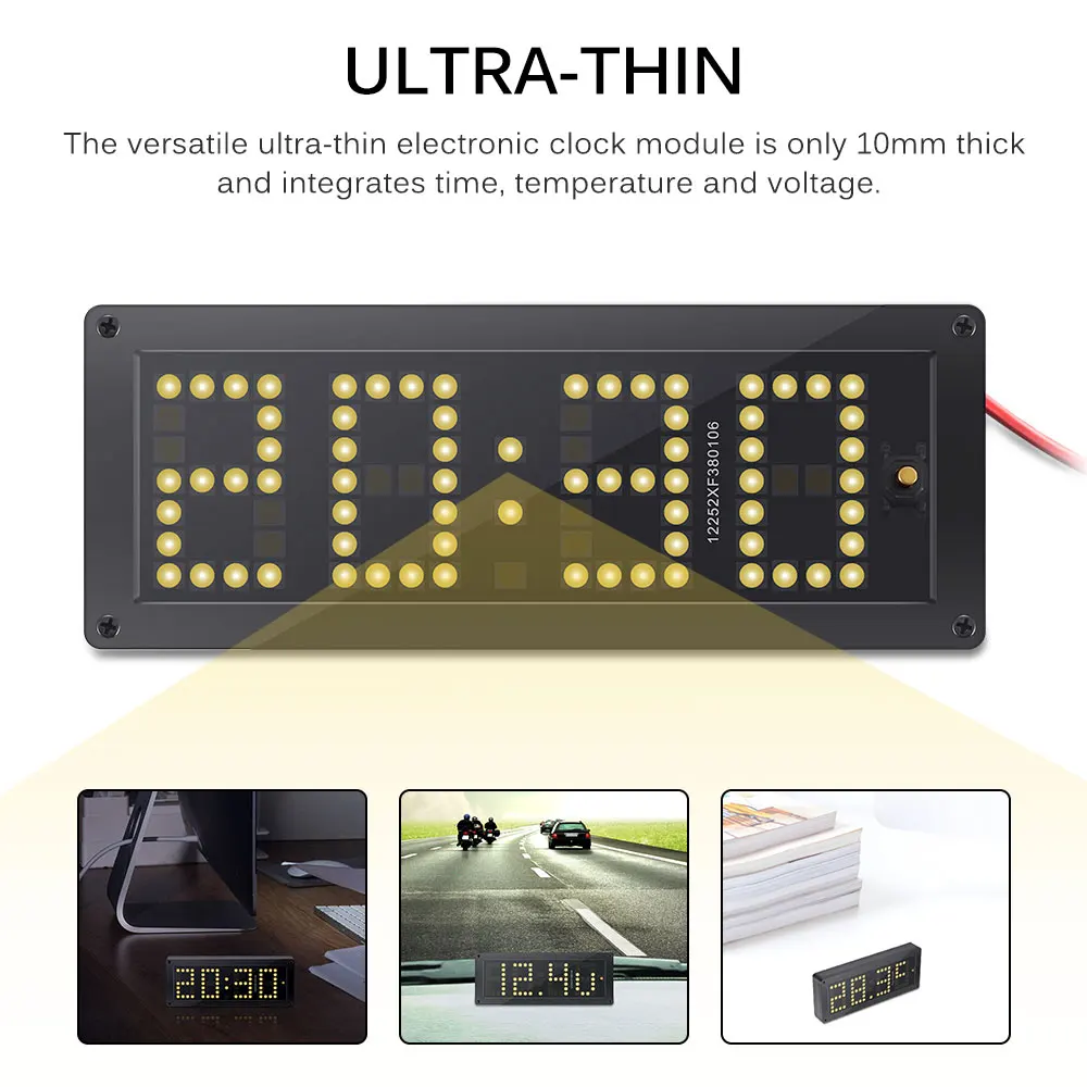 3 In 1 Ajustable Car Clock Luminous Voltmeter Car Electronic Digital Thermometer High Precision LED Clock Voltage Rx8025
3 In 1 Ajustable Car Clock Luminous Voltmeter Car Electronic Digital Thermometer High Precision LED Clock Voltage Rx8025