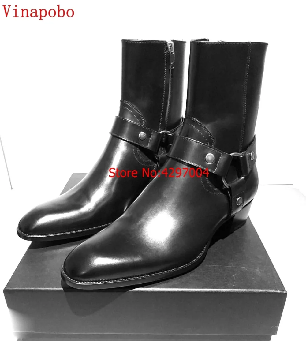 Genuine Leather Men Chelsea Boots Buckle Side Zipper Cool Street Style Man Ankle Boots Shoes Round Toe Rome Male Casual Shoes
Genuine Leather Men Chelsea Boots Buckle Side Zipper Cool Street Style Man Ankle Boots Shoes Round Toe Rome Male Casual Shoes