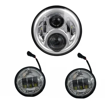 Chrome Hi/Low beam 7'' inch Round led projector headlamp + 2 PCS 4 1/2'' Fog light passing White lamps for Harley Motorcycle
Chrome Hi/Low beam 7'' inch Round led projector headlamp + 2 PCS 4 1/2'' Fog light passing White lamps for Harley Motorcycle