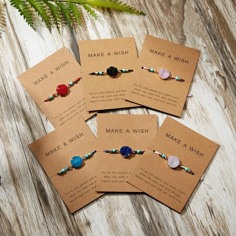 New 7 Colors Natural Stone Pendant Woven Bracelet With Card Make Wish Rope Adjustable Bracelet for Women Charm Jewelry Gifts
New 7 Colors Natural Stone Pendant Woven Bracelet With Card Make Wish Rope Adjustable Bracelet for Women Charm Jewelry Gifts