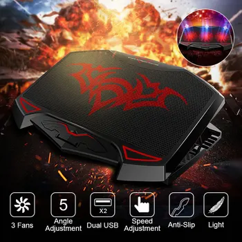 3 High Speed Fan Laptop Cooler With LED Silent Adjustable Laptop Cooling Pad Stand Dual USB Holder for 14-17 inch Notebook
3 High Speed Fan Laptop Cooler With LED Silent Adjustable Laptop Cooling Pad Stand Dual USB Holder for 14-17 inch Notebook