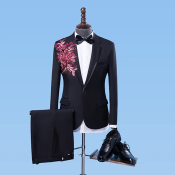 2018 new men's clothing men's spring Slim dress suit singer stage host costumes
2018 new men's clothing men's spring Slim dress suit singer stage host costumes