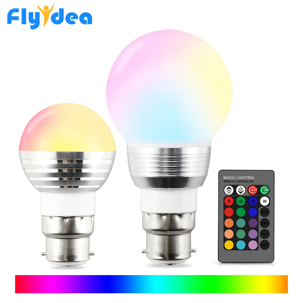 B22 5W 16 Color Magic LED Light Lamp 110V 220V holiday Dimmable Atmosphere Light bulb + 24key IR Remote Control Color Changing
B22 5W 16 Color Magic LED Light Lamp 110V 220V holiday Dimmable Atmosphere Light bulb + 24key IR Remote Control Color Changing