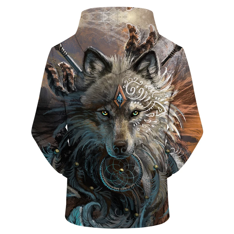 Толстовки с капюшоном в стиле унисекс Wolf Warrior от SunimaArt толстовки изображением