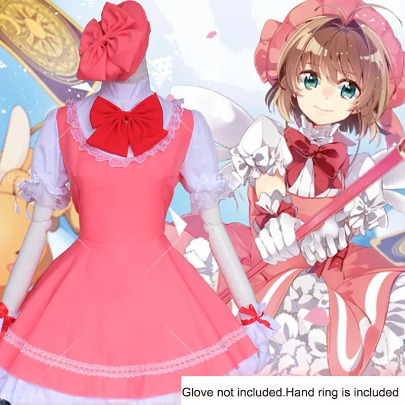 Anime Sakura Kinomoto Cosplay Costume Lolita Uniform Dress Magic Card Captor Costumes Cap |
