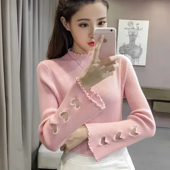 2020 Autumn Long Flare Sleeve Hollow Out Sleeve Knitted Pullovers Women Sweet Heart Sweaters Lady Winter Flare Sleeve Sweaters
2020 Autumn Long Flare Sleeve Hollow Out Sleeve Knitted Pullovers Women Sweet Heart Sweaters Lady Winter Flare Sleeve Sweaters