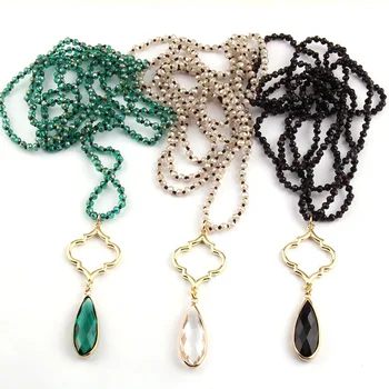 Fashion 4mm Mini Glass Long Knotted Crystal Drop Crystal Pendant Necklaces For Women Ethnic Necklace 
Fashion 4mm Mini Glass Long Knotted Crystal Drop Crystal Pendant Necklaces For Women Ethnic Necklace