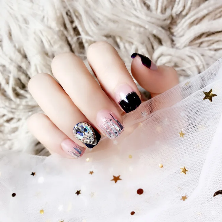 24Pcs Rhinestone Fake Nails Square Short Artificial Nail Tips Blue Slive Glitter Phototherapy Full Cover False Nails Faux Ongles
24Pcs Rhinestone Fake Nails Square Short Artificial Nail Tips Blue Slive Glitter Phototherapy Full Cover False Nails Faux Ongles