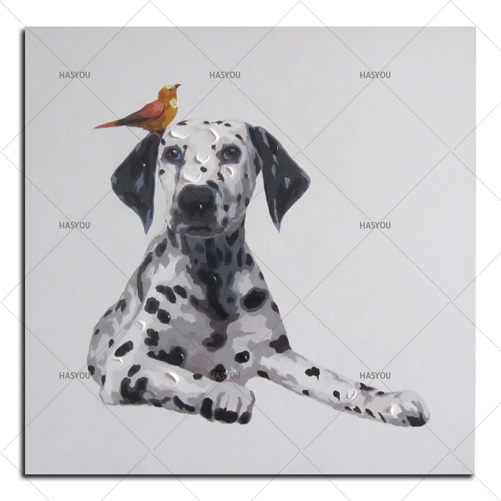 100% ручной работы милые пятнистым узором и рисунком собаки животных картина маслом на холсте современного искусства стены с мультипликационным милым животным картины с изображением животных для декора стен