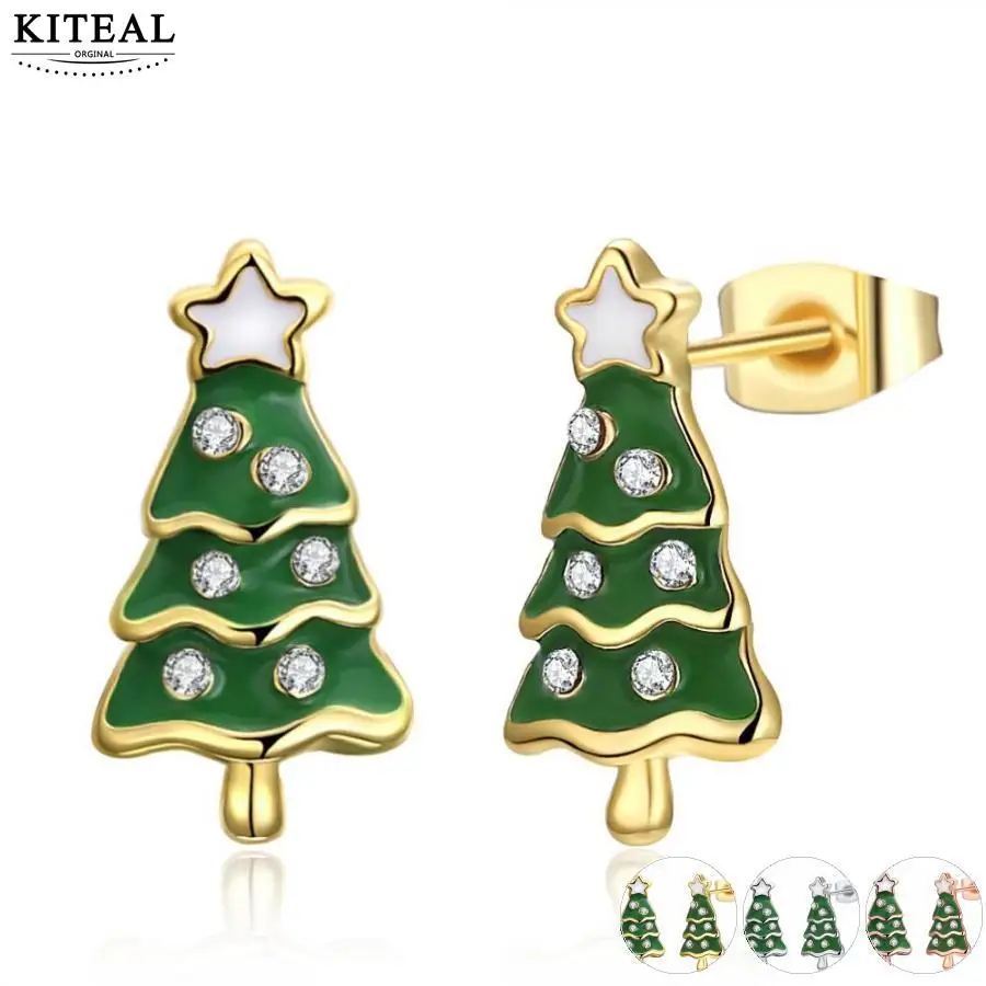 KITEAL Fashion Design Gold color female earring green christmas tree zircon merry Christmas gift brinco jewelry
KITEAL Fashion Design Gold color female earring green christmas tree zircon merry Christmas gift brinco jewelry