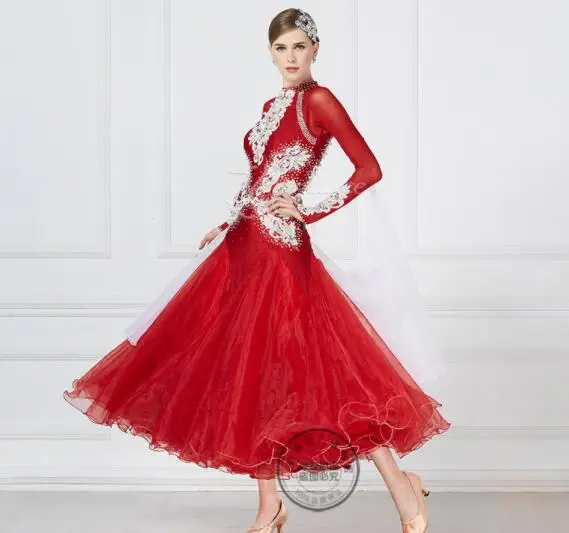 Waltz tango salsa dress red ong sleeve Fox trot competition ballroom dance dress
Waltz tango salsa dress red ong sleeve Fox trot competition ballroom dance dress