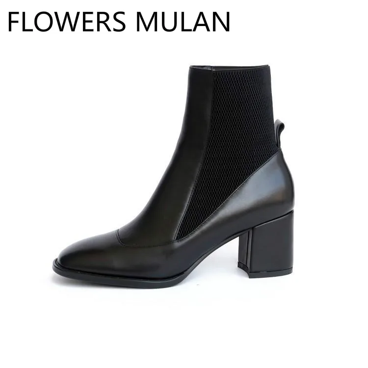 Patchwork Black White Leather Ftretch Fabric Sock Boots Women Chic Square Toe Sewing Upper Chunky Heel Lady Botas Shoes Woman
Patchwork Black White Leather Ftretch Fabric Sock Boots Women Chic Square Toe Sewing Upper Chunky Heel Lady Botas Shoes Woman