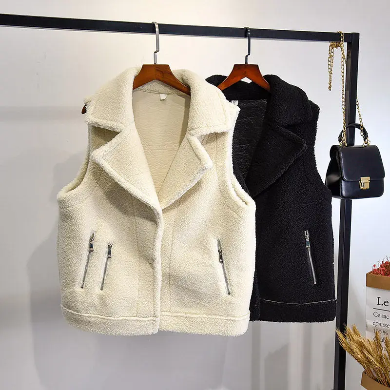 Фото Модный жилет из овечьей шерсти Женская куртка без рукавов на осень и зиму женская