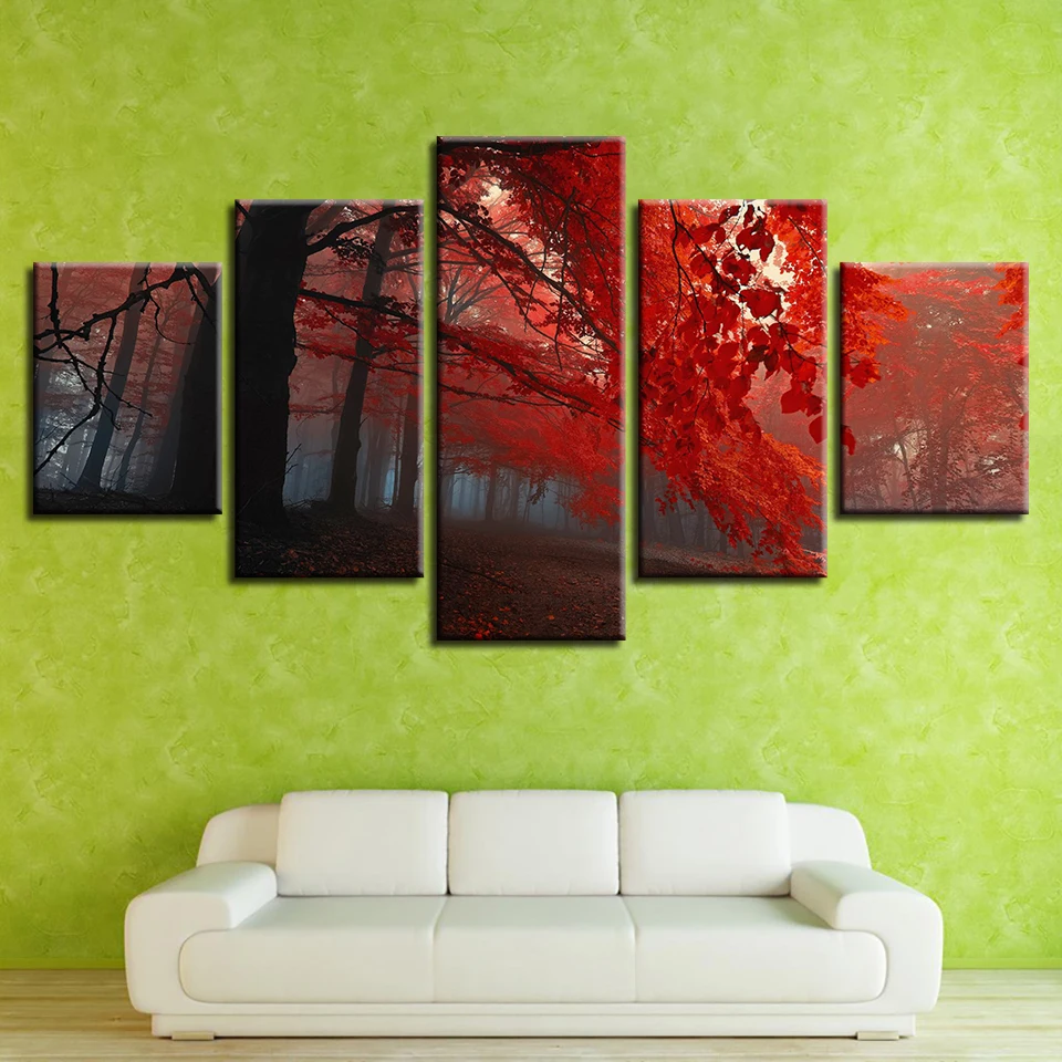Canvas Living Room Home Decor HD Modern 5 Panel Red Forest Landscape Printed Pictures Painting Wall Art Modular Poster Frame
Canvas Living Room Home Decor HD Modern 5 Panel Red Forest Landscape Printed Pictures Painting Wall Art Modular Poster Frame