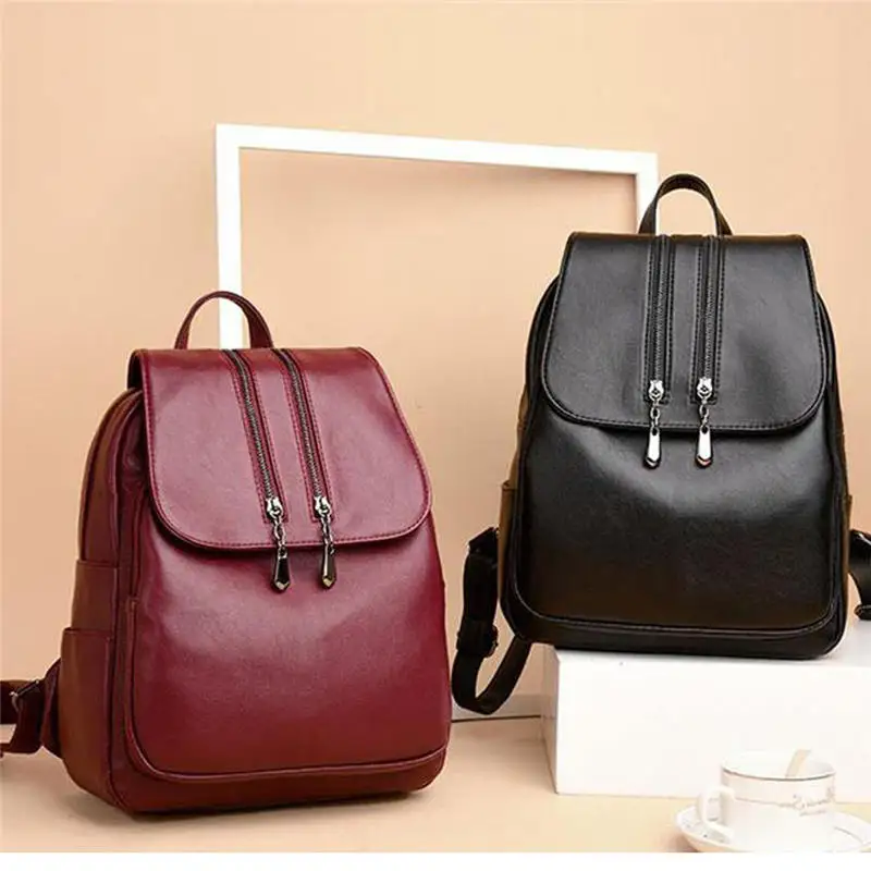 Fashion Women leather backpack ladies travel computer bag School Shoulder Bag Multifunctional Zipper | Багаж и сумки