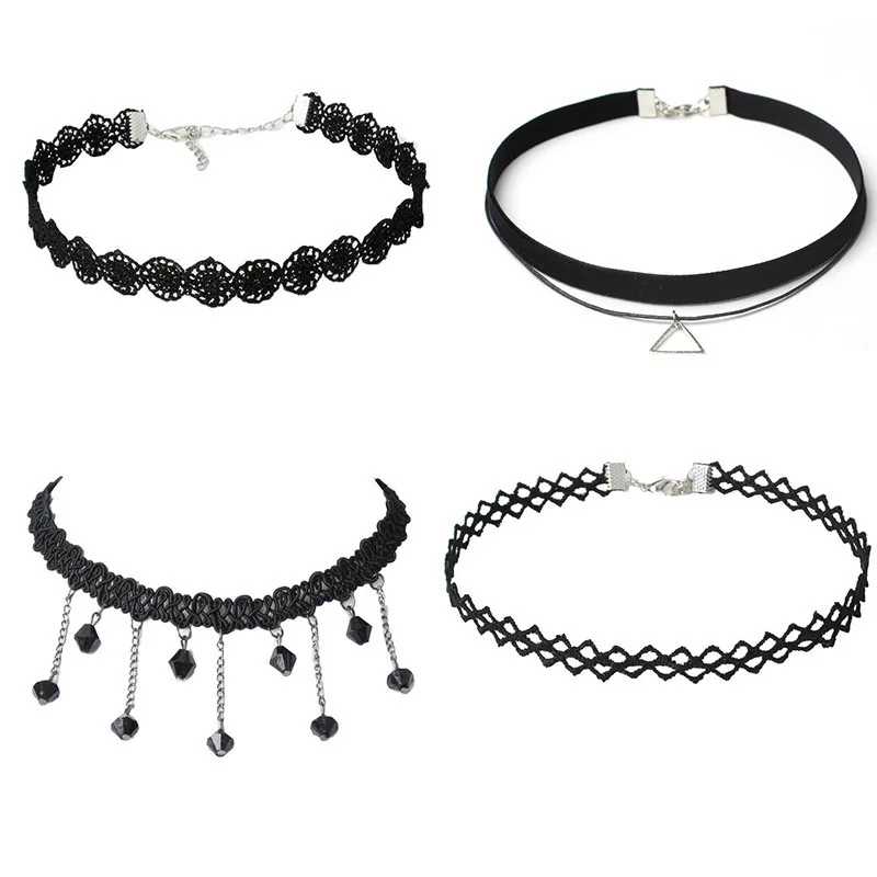 4Pcs/Set New Gothic Choker Necklaces Set For Women Jewelry Hollow Out Velvet Black Lace choker Collier Femme pendant
4Pcs/Set New Gothic Choker Necklaces Set For Women Jewelry Hollow Out Velvet Black Lace choker Collier Femme pendant
