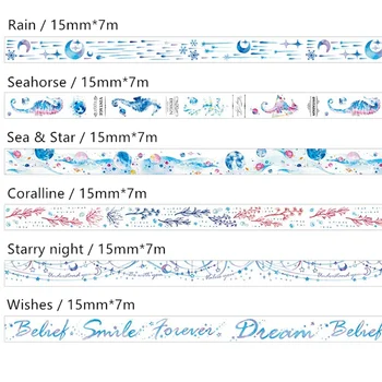 

24 pcs Fantastic sea paper washi tape Decoration seahorse star moon masking tapes sticker for album diary book stationery A6165