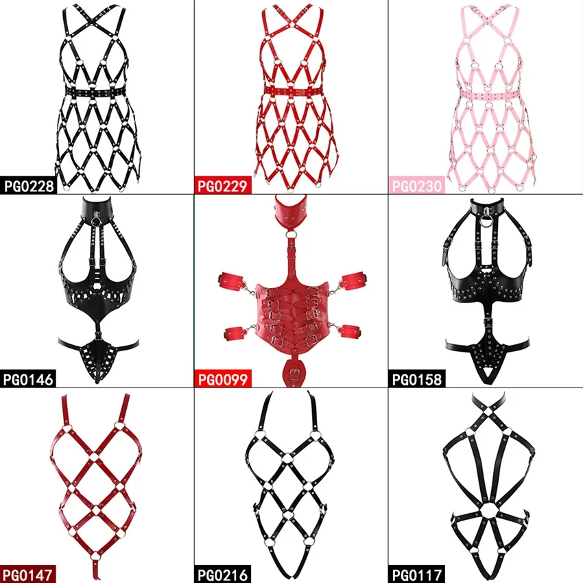 

Leather Body Harness Bra Women Sexy Full Bondage Lingerie Set Punk Gothic Strappy Tops Cage Harnesses Adjust Size Festival Rave