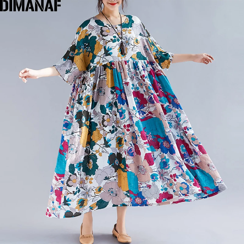 DIMANAF Plus Size Women Beach Dress Summer Sundress Linen Female Vestidos Elegant Lady Loose Print Floral Big Size 5XL 6XL 2021
DIMANAF Plus Size Women Beach Dress Summer Sundress Linen Female Vestidos Elegant Lady Loose Print Floral Big Size 5XL 6XL 2021