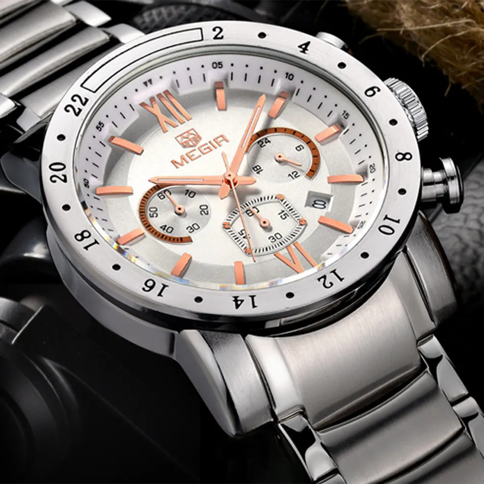 MEGIR Men Chronograph Watches Luxury Brand Men's Waterproof Stainless Steel Clock Date Quartz Watches Sport Watch Large Watch
MEGIR Men Chronograph Watches Luxury Brand Men's Waterproof Stainless Steel Clock Date Quartz Watches Sport Watch Large Watch