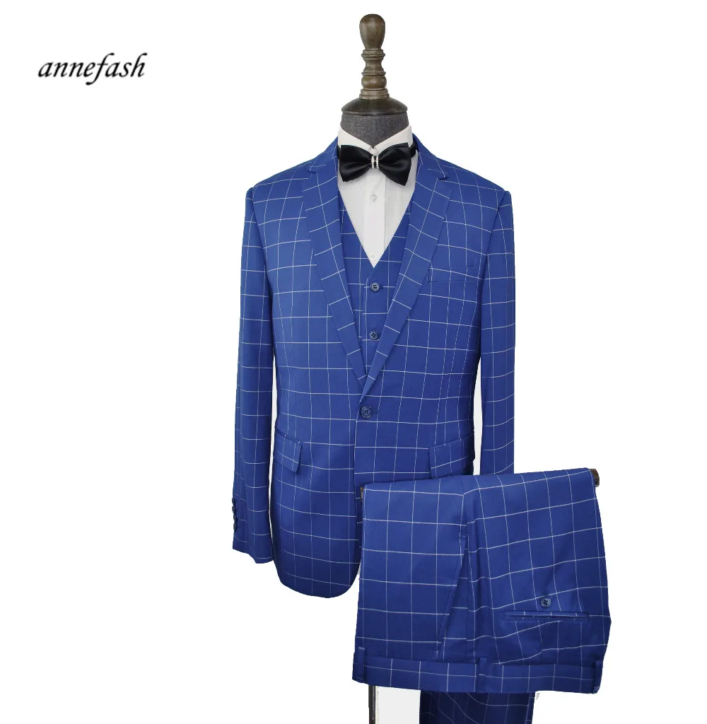Custom Made Men windowpane check pattern Suits Classic Men Slim Fit blue casual Wedding Suit 3pcs jacket pants vest
Custom Made Men windowpane check pattern Suits Classic Men Slim Fit blue casual Wedding Suit 3pcs jacket pants vest