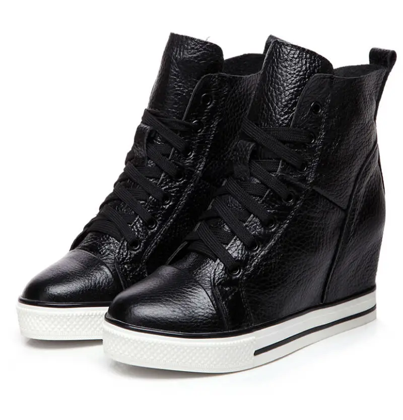 Womens Ankle Boots Lace Up PU Leather Hidden Wedge Heels Lace Up Casual Sneakers Shoes Black White A433
Womens Ankle Boots Lace Up PU Leather Hidden Wedge Heels Lace Up Casual Sneakers Shoes Black White A433