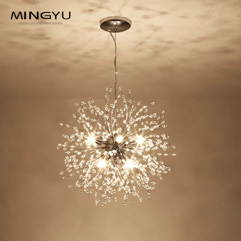 Фото Luxury Romantic LED Crystal Pendant Light Creative Beaded Branch Dandelion Ceiling Lamp Luminaires For Bedroom | Лампы и освещение